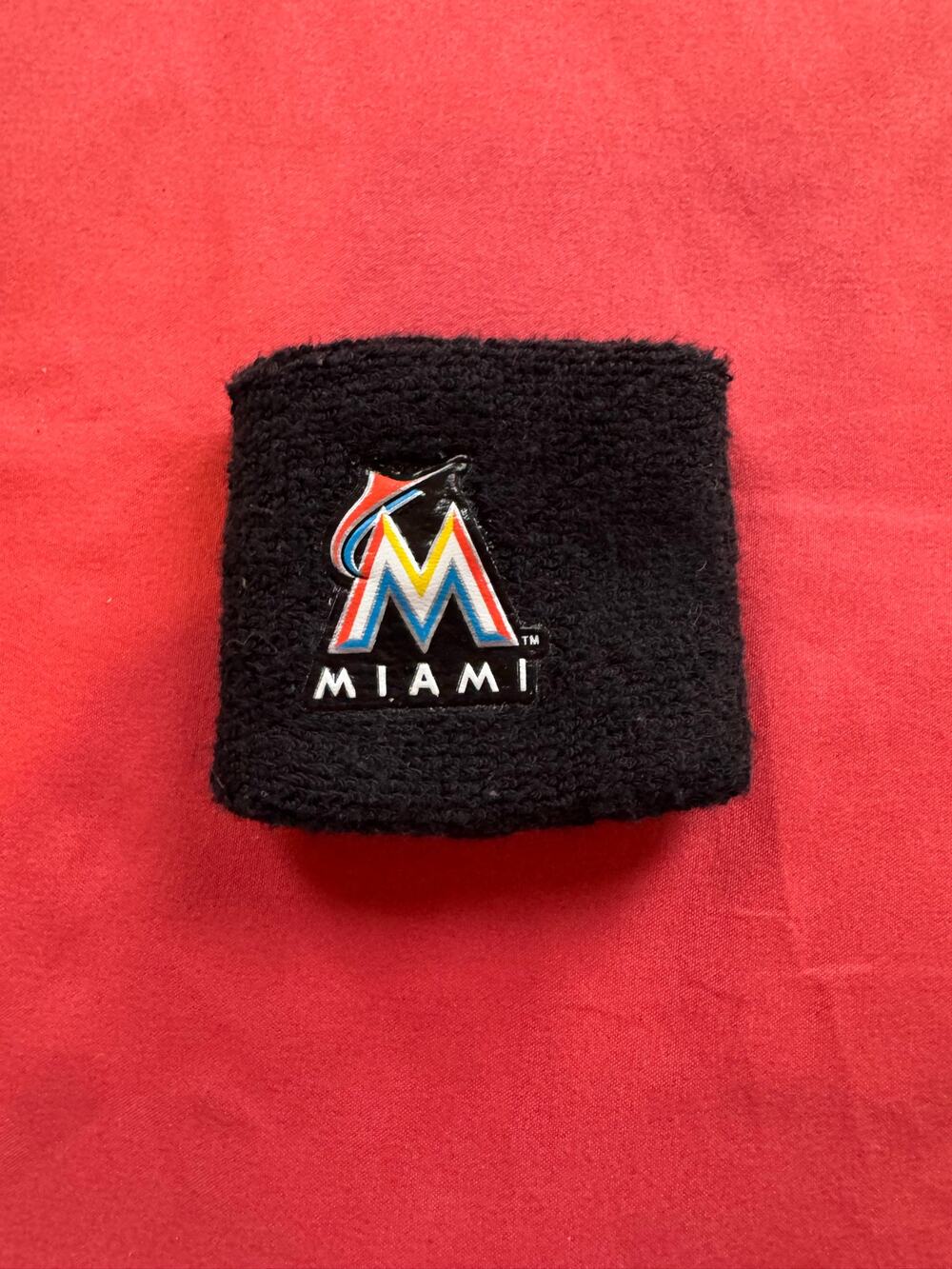 Franklin Sports MLB Miami Marlins Black Wristband 2.5”x3” - Flawless Logo